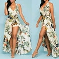 thumbnail image 1 of LoyisViDion Women Plus Size Dress Clearance Women Summer off Shouder Flower Party Jumpsuit Playsuit Beach Trousers Culottes Multicolor L, 1 of 9