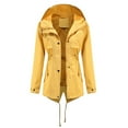 thumbnail image 1 of Fall for Savings ! BVnarty Women's Jacket Coat Shacket Jacket Casual Plus Size Long Sleeve Solid Color Lightweight Hooded Neck Waterproof Drawstring Pocket Winter Fashion Top Yellow L, 1 of 9