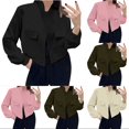 thumbnail image 1 of Fall Savings! Bxsruta Jackets for Women, Women's New Fashion Comfortable Versatile Fashion Single Breasted Solid Color Jacket, Green M, 1 of 7