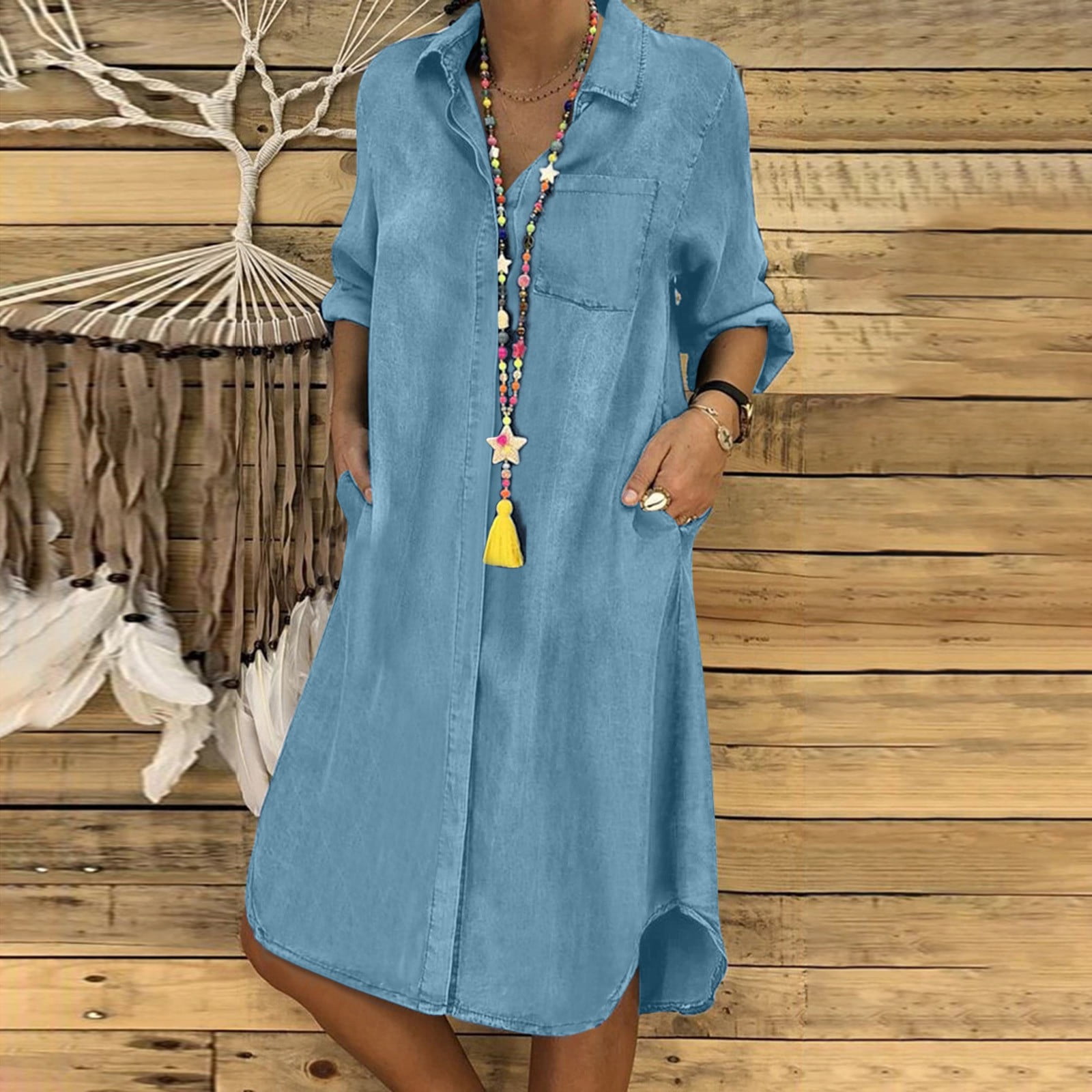 Clothing 2025 Womens Casual Button Down Maxi Denim Dress V-Neck Tie Half Sleeve Long Denim Dresses for Women 2025 Clothing 2025 Womens Casual Button Down Maxi Denim Dress V-Neck Tie Half Sleeve Long Denim Dresses for Women 2025