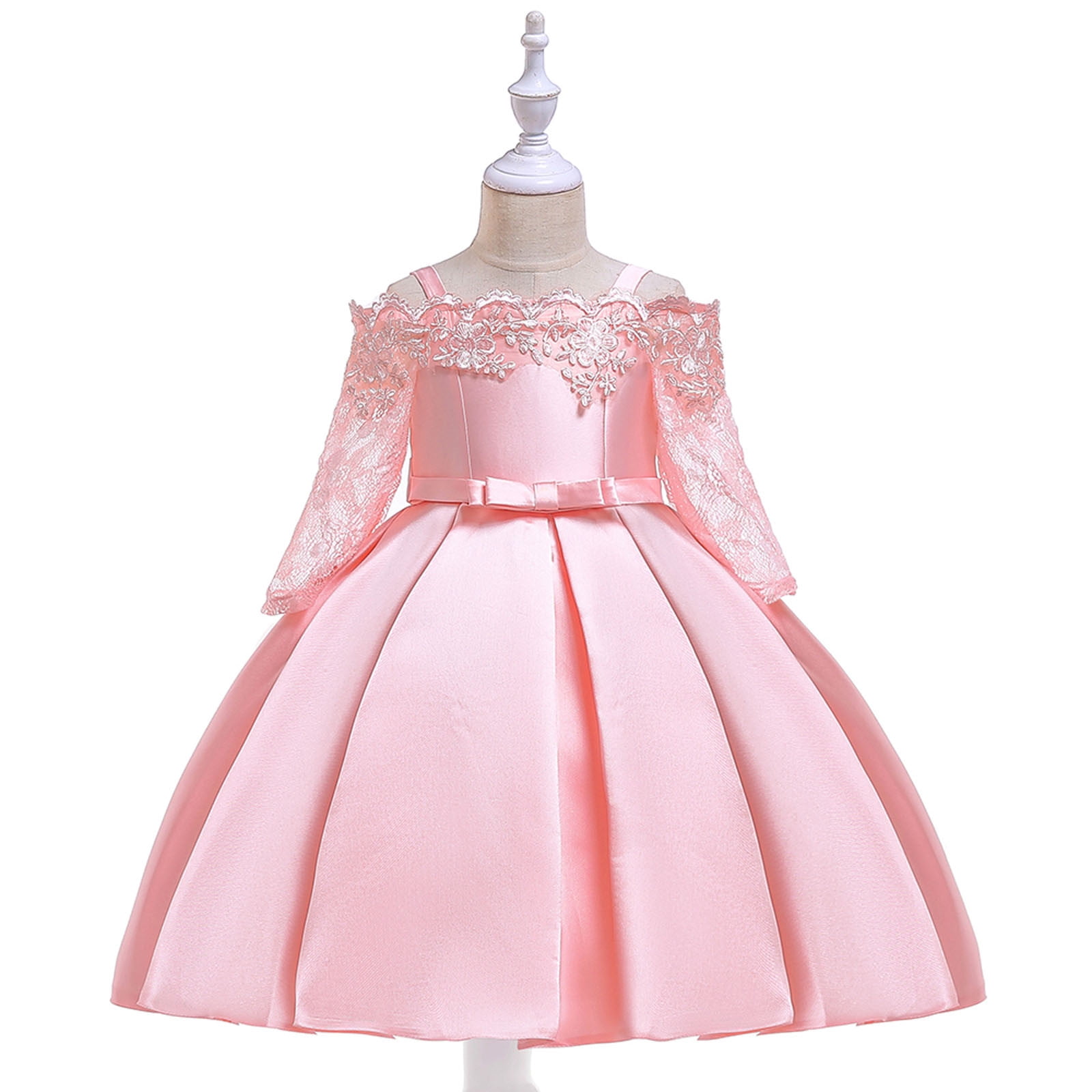 Fall Savings Clearance 2023! TUOBARR Dress for Girls,Toddler Girls Solid  Color Embroidery Lace Short Sleeve Bowknot Birthday Party Gown Kids Dresses  Wine 3-4 Years 