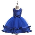 thumbnail image 1 of Fall Savings Clearance 2023! TUOBARR Dress for Girls,Toddler Girls Solid Color Pearl Net Yarn Bowknot Birthday Party Flowers Gown Kids Dresses Blue 4-5 Years, 1 of 5