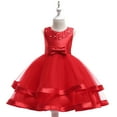 thumbnail image 1 of Fall Savings Clearance 2023! TUOBARR Dress for Girls,Toddler Girls Solid Color Pearl Net Yarn Bowknot Birthday Party Flowers Gown Kids Dresses Red 5-6 Years, 1 of 5