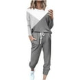 thumbnail image 1 of Aofany Two Piece Outfits for Women Loose Two-piece Sets Colorblock Long Sleeve Tops Casual Pants Sweatsuit Lounge Workout Sets for Women, 1 of 4