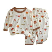 Summer Savings Clearance 2025! Itsun Toddler Boy Pajamas,Toddler Kids Girls Boys Soft Comfy Print Raglan Sleepwear Pajamas Pjs 2pcs Set Brown 18-24 Months