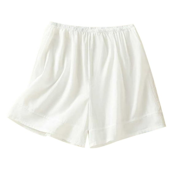 Womens Pants Slim Fit Solid Color Slacks Straight Leg Shorts Wide Leg Trousers Elasticated Waist Pants Pleated Slacks Base Shorts Hawaiian Beach Lounge Trousers Christmas Clearance