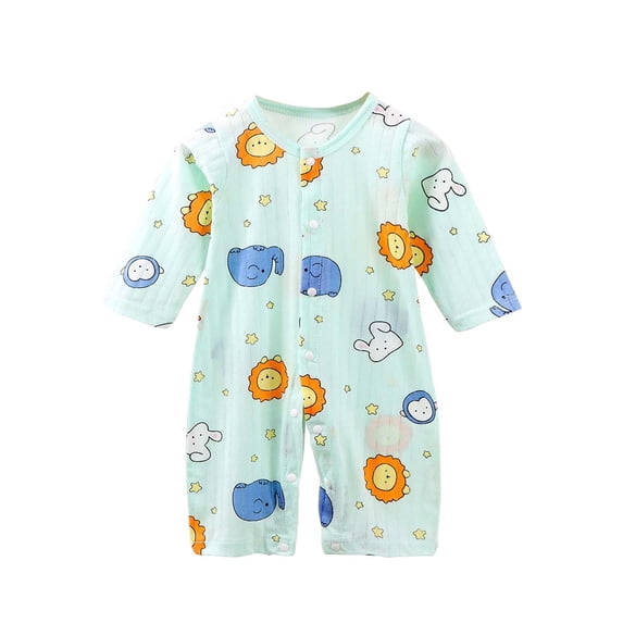 abtuhar Baby Girl Romper,Toddler Jumpsuit Newborn Printing Romper Long Sleeve Button Crawling Clothes Mint Green 3-6 Months