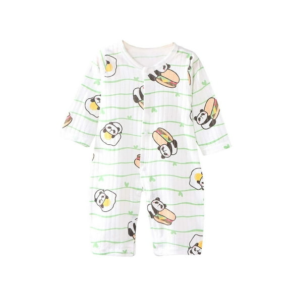 abtuhar Rompers for Girls,Toddler Jumpsuit Newborn Printing Romper Long Sleeve Button Crawling Clothes White 3-6 Months