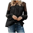 thumbnail image 1 of Fall !gakvbuo Women Fashion Lace Patchwork Long Sleeve Blouse Casual Loose Tops T-Shirt, 1 of 9