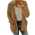 thumbnail image 1 of Fall Savings Clearance Deals ! BVnarty Discount Women'S Loose Casual Winter Coat Plus Size Plush Sweater Solid Color Warm Outerwear Button Down Pockets Long Sleeve Cardigan Coffee M, 1 of 9