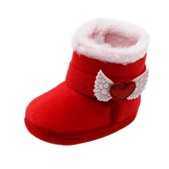 Juebong Baby Winter Warm Snow Boots Flexible Sport Exercise House Soft Soled Prewalker Non-Skid Boots For Infant Toddler Boys Girls,Red Size 0-6 Months