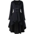 thumbnail image 1 of Fall Savings Clearance Deals Solid Color V-Neck Long Sleeve Lightweight Womens Winter Coat Retro Irregular Swing Lace Splice Bandage Formal Top Shacket Jacket Casual Plus Size Sueras Mujer Black XXXL, 1 of 5