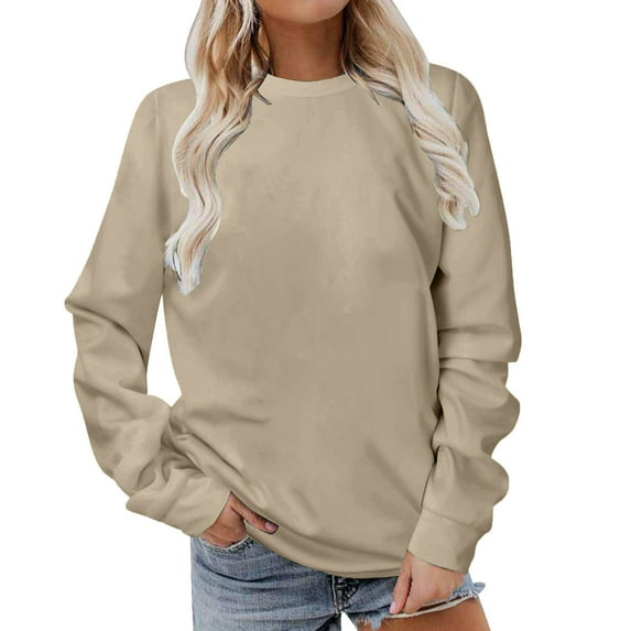 Dezsed Casual Womens Sweatshirts Crewneck Long Sleeve Tops Oversized Pullover Sweatshirt for Women Beige XL