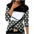 thumbnail image 1 of Geometric Round Neck Shirt Womens Fashion Polka Dot Printed Long Sleeve Tunic Tops Casual Soft Comfort Pullover, 1 of 2