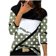 thumbnail image 1 of Geometric Round Neck Shirt Womens Fashion Polka Dot Printed Long Sleeve Tunic Tops Casual Soft Comfort Pullover, 1 of 2