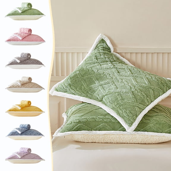 Fall Savings Clearance! InsCrazy Fleece Pillowcase for Adults, Queen/Standard Size, Warm and Comfortable Plush Pillow Cover for Winter 20 X 30 Inches