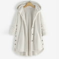 thumbnail image 1 of Fall Savings Clearance! Plus Size Women Fleece Irregular Long Sleeve Button Pocket Hooded Coat, 1 of 5
