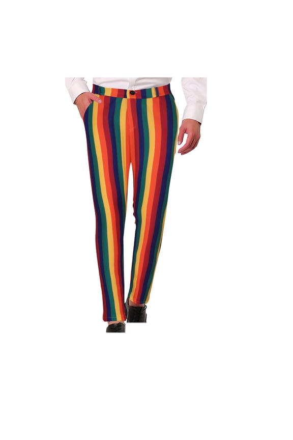 Men's Personalized Pants Fall Winter Fashion Printed Casual with Pocket Button Leggings Blue M