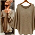 thumbnail image 1 of Fall Savings Clearance! Women Oversized Batwing Knitted Pullover Loose Sweater Khaki, 1 of 5