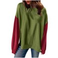 thumbnail image 1 of Women's Color Block Oversized Sweatshirt Crewneck Long Sleeve Drop Shoulder Shirts Casual Loose Pullover Tunic Tops, 1 of 8