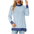 thumbnail image 1 of Women's Fall Long Sleeve Tops Mock Neck Basic T-Shirts Blouse Tunics Tops Casual Side Split Tshirt, 1 of 7