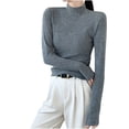 thumbnail image 1 of Women's Long Sleeve Mock Turtle Neck Shirts Basic Slim Fitted Tops Base Layer Soft Lightweight Stretch Undershirts, 1 of 3