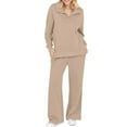 thumbnail image 1 of gakvbuo Fall Pullover Lounge Set Outfits With Pockets for Women 2 Piece Outfit Sets Long Sleeve Tracksuit Half Zip Lapel Sweatsuit Sweatshirt Wide Leg Pants Sportswear Suit Set, 1 of 9