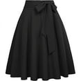 thumbnail image 1 of Fall Savings Deals! Umfun Midi Skirts for Women Solid Elastic High Waist Lightweight Flared Maxi Skirt Pleated A Line Tie Up Tennis Black M, 1 of 4