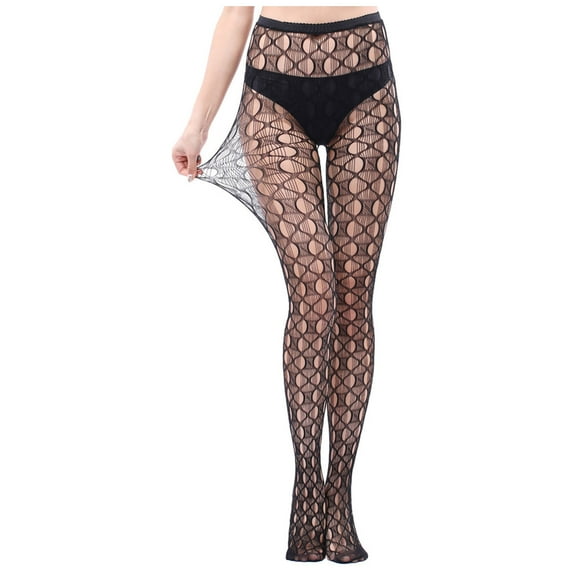 Umfun Patterned Tights for Women Black Fishnet Stockings Lace Design Pantyhose Thigh High Stockings Lace Tights Silky Semi Sheer Stocking Brown One Size