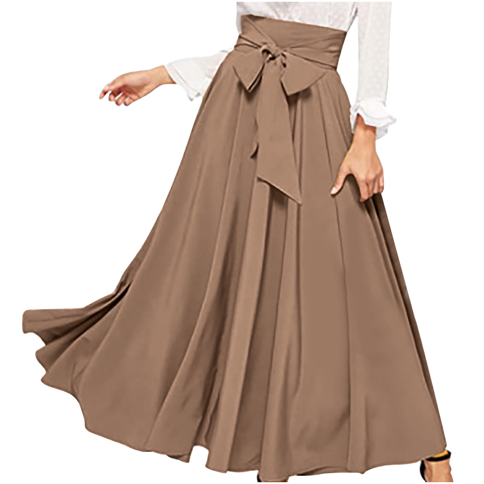 【COLOR iN ID】High Roll Up Long Skirt Fall Savings Deals! Umfun Women's Skirts Solid High Waisted
