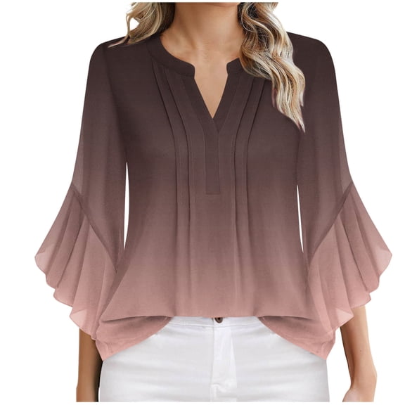 Fall Blouses for Women 2025 Work Women's Tops Plus Size Womens Tops 3/4 Length Sleeves Plus Size Work Blouses My Orders Trending Gifts