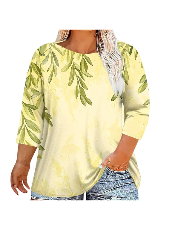Spring Shirt Womens Tops Spring Womens Tops 3/4 Length Sleeve Blouses Reorder Items Trending Gifts