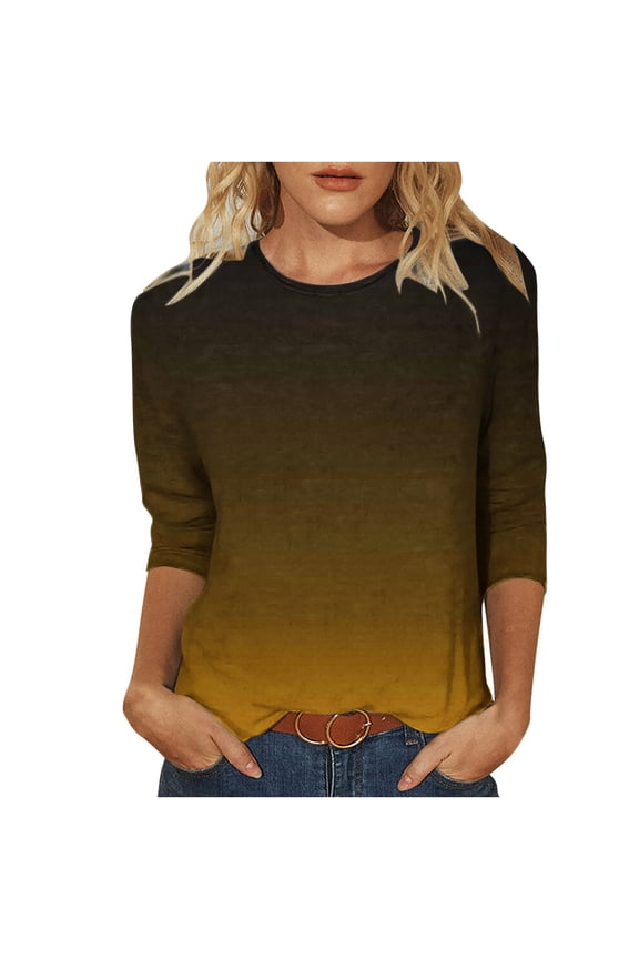 Spring Shirts for Women Vneck Women's Tops Plus Size T Shirt 3/4 Sleeves Women Womens Blouses My Reorder List Trending Gifts