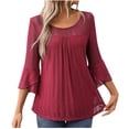 thumbnail image 1 of Fall Shirts Womens Shirts Scoop Neck Plus Size Tops for Women 3/4 Sleeve Blouses Items Ordered by Me Trending Gifts, 1 of 5