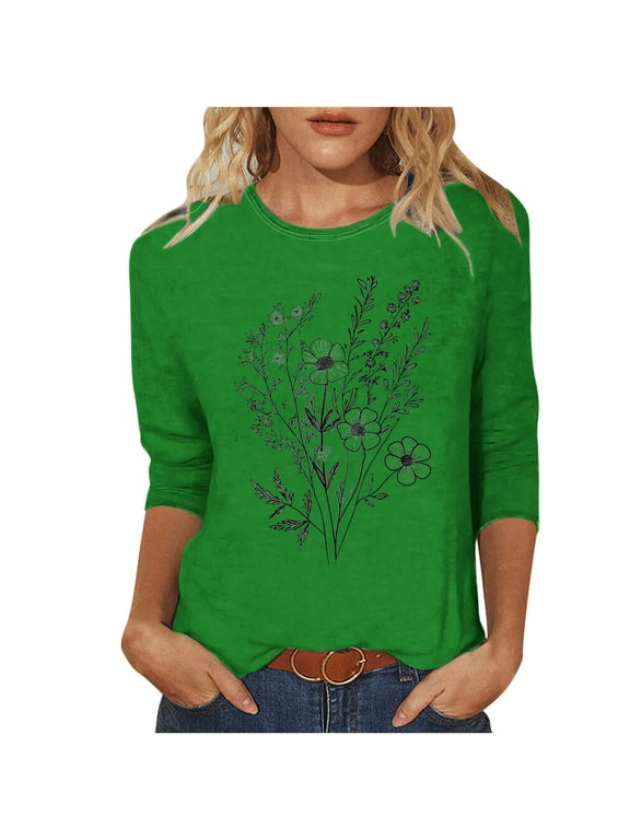Fall Tops for Plus Size Women Women's Tops Womens 3/4 Sleeve Tops and Blouses Women's Blouses My Items Gifts