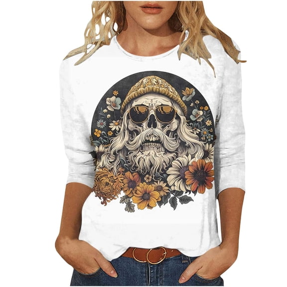 Fall Tops for Plus Size Women 2025 Womens Shirts Print 3/4 Sleeve Tops for Women Blouses Casual New Arrivals Trending Gifts