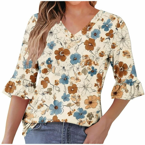 Fall Tshirts Shirts Womens Shirts Quarter Length Sleeve Tops for Women Plus Women's Blouses My Items Ordered Trending Gifts