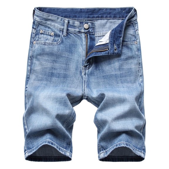 HOOMEUMY Men's Summer Denim Shorts Distressed Slim Fit Stretch Beach Jean Shorts Ripped Hole Short Pants Light blue XXXL/36