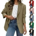 thumbnail image 1 of Horkkom Blazers for Women Long Sleeve Open Front Buttons Jackets Work Office Lapel Business Casual Outfits with Pockets L, 1 of 9