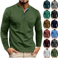 thumbnail image 1 of Horkkom Mens Long Sleeve Tee Shirts Color Block Button Down Neck Pullover T-Shirts Fall Casual T Shirt with Pocket L, 1 of 7