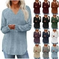 thumbnail image 1 of Horkkom Sweaters for Women Long Sleeve V Neck Pullover Casual Tops Fall Solid Color Loose Sweaters M, 1 of 9