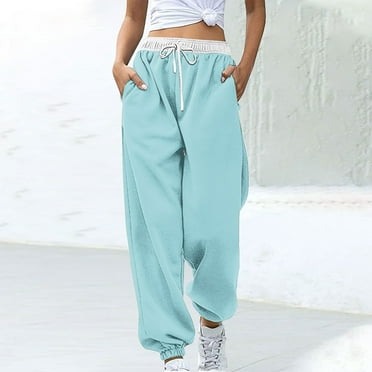 Fall Savings! Horkkom Sweatpants Women Color Block High Waist Drawstring Elastic Bottom Loose Straight Leg Joggers Casual All Purpose Sweatpants with Pockets, Gifts for Women