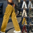 thumbnail image 1 of Horkkom Sweatpants Women High Waisted Corduroy Cargo Pants Casual Solid Color Straight Leg Pants with Pockets L, 1 of 7