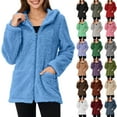 thumbnail image 1 of Horkkom Zip Up Hoodie Women with Pockets Solid Color Winter Coats Warm Casual Fleece Fuzzy Jackets L, 1 of 7
