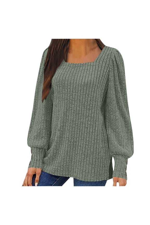 Long Sleeve Blouses Fall Plus Size Women's Shirts Casual Women's Solid Color Base T-shirt With Grooves Brushed Long Sleeves V-neck Button Up Top Shirt My Items My Order