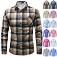 thumbnail image 1 of Long Sleeve Shirts for Men(L-7XL), Titcea Plaid Print Buttons Lapel Neck Casual Shirt, Loose Comfortable Checkered Blouse with Pocket, 1 of 9