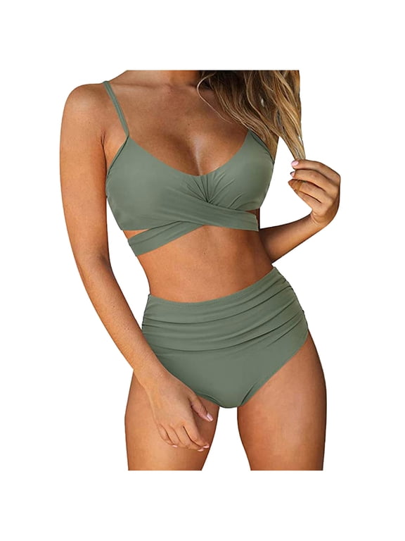 Women Swimsuits On Clearance Women Sexy Patchwork Printed Bikini Push-Up Pad Swimwear Set Swimsuit Beachwear Mint Green L