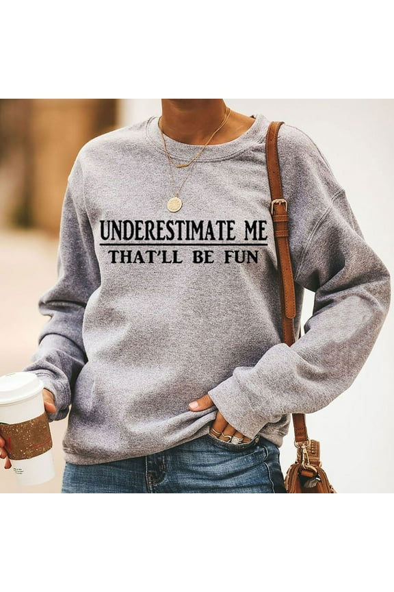 Sweatshirts for Women Under $10.00 Long Sleeve Crew Neck Sweatshirt Printed Pullover Tops L