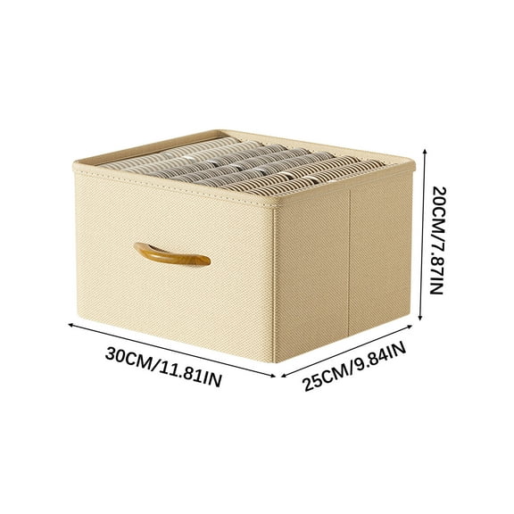 Fall Savings! PRETXORVE Clothes Storage, Clothes Storage Box, Foldable Storage Box Clothes and Pants Storage Basket Wardrobe Wooden Handle Fabric Storage and Organization Box