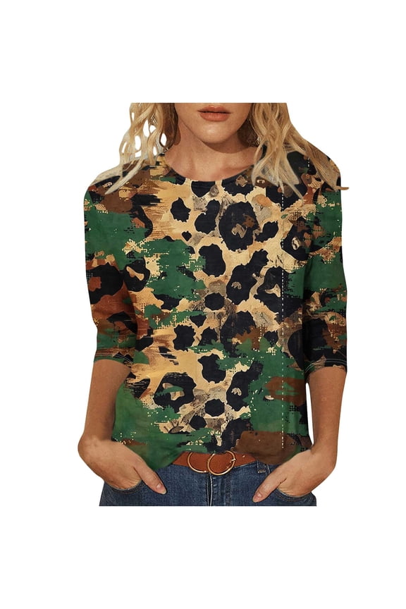 Fall Blouse for Women Tops Trendy Work Casual Tops for Women 3/4 Sleeve Women's Work Blouses New & Trending Gifts